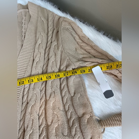 Evereve Juliette Wrap Cable Knit Belted Cardigan Sweater - Tan Small - Picture 9 of 10